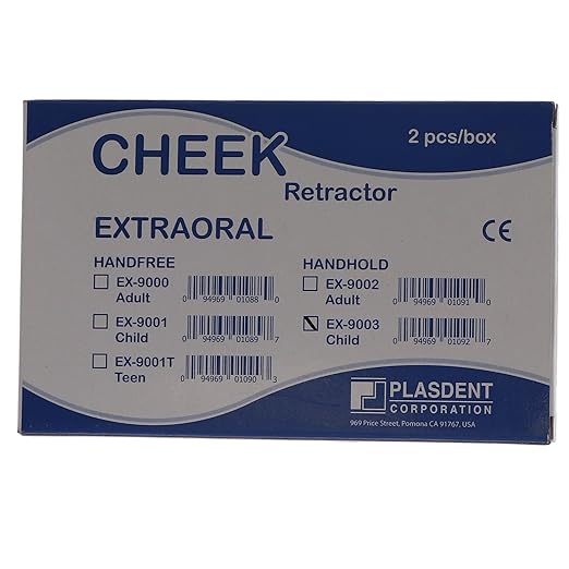 Plasdent EX-9003 EXTND Handhold Cheek Retractors Child 2/Pk Clear Autoclavable Plasdent EX-9003 EXTND Handhold Cheek Retractors Child 2/Pk Clear Autoclavable